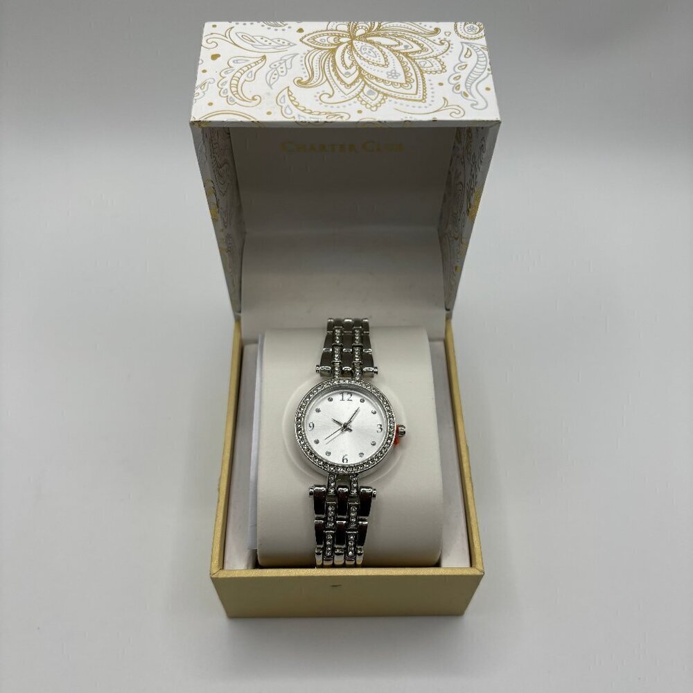 Charter Club Women’s Silver Round Link Watch